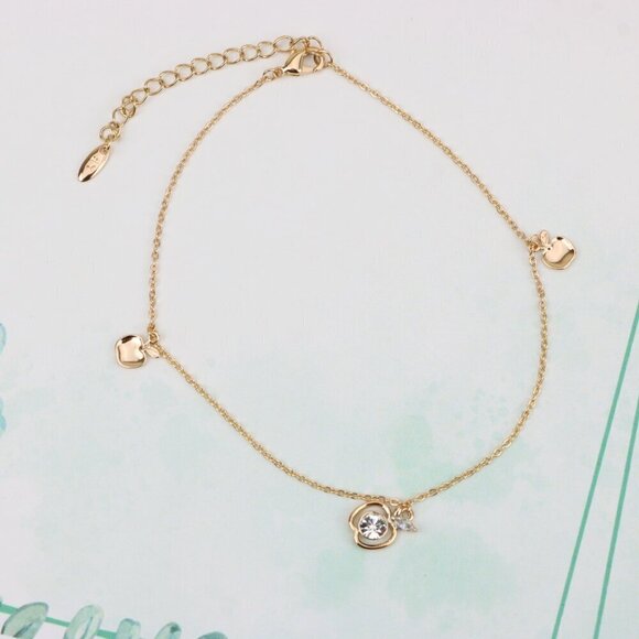 "Sparkling Apple Charm Rose Gold Bracelet with Adjustable Fit, XPBL0851 - Picture 4 of 12